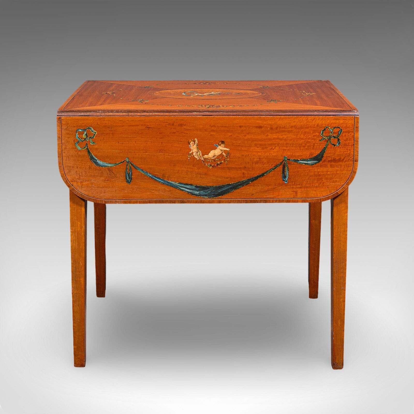 Antique Pembroke Table, English, Satinwood, Drop Leaf, Occasional, Tea, Regency photo buy