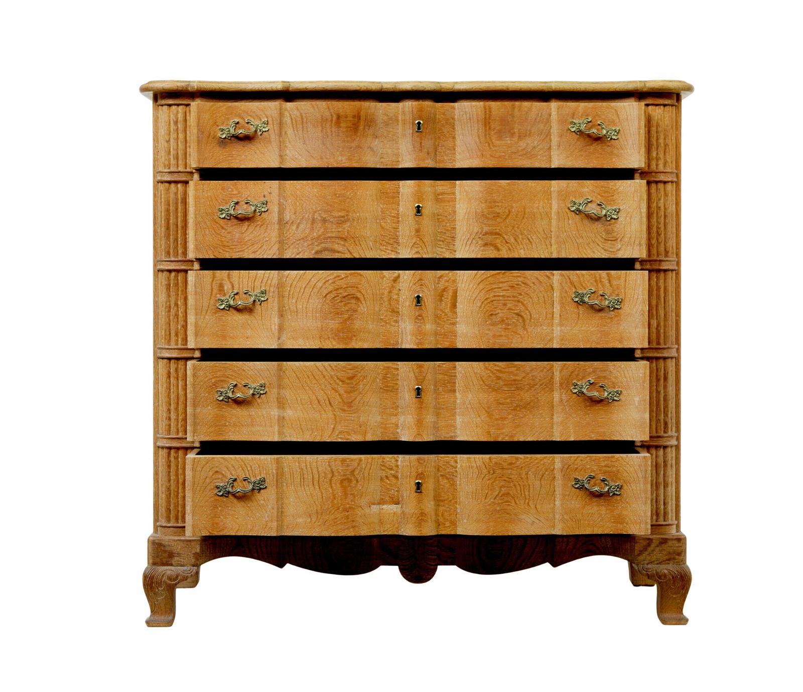 Mid Century Baroque Revival Solid Oak Chest Of Drawers photo 2475.0