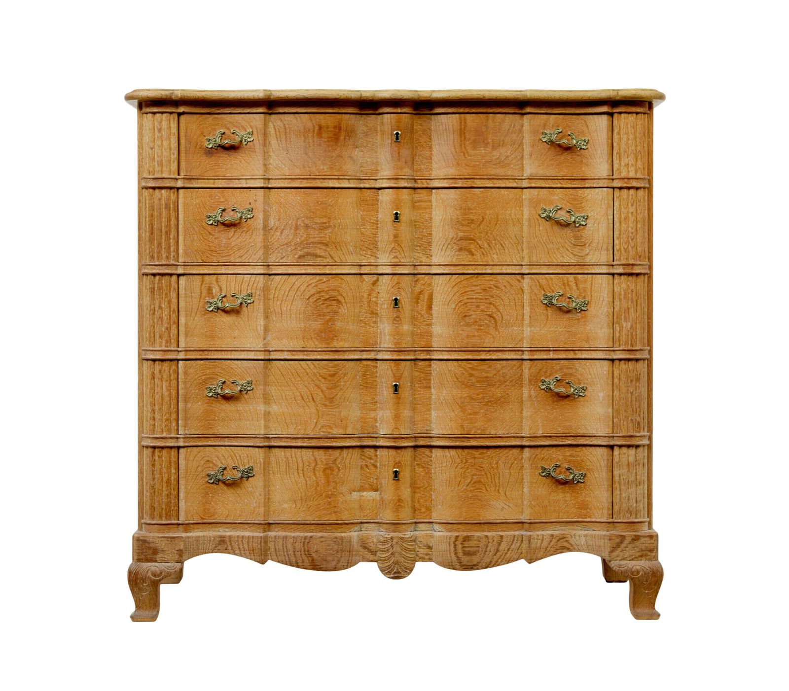 Mid Century Baroque Revival Solid Oak Chest Of Drawers photo vinterior