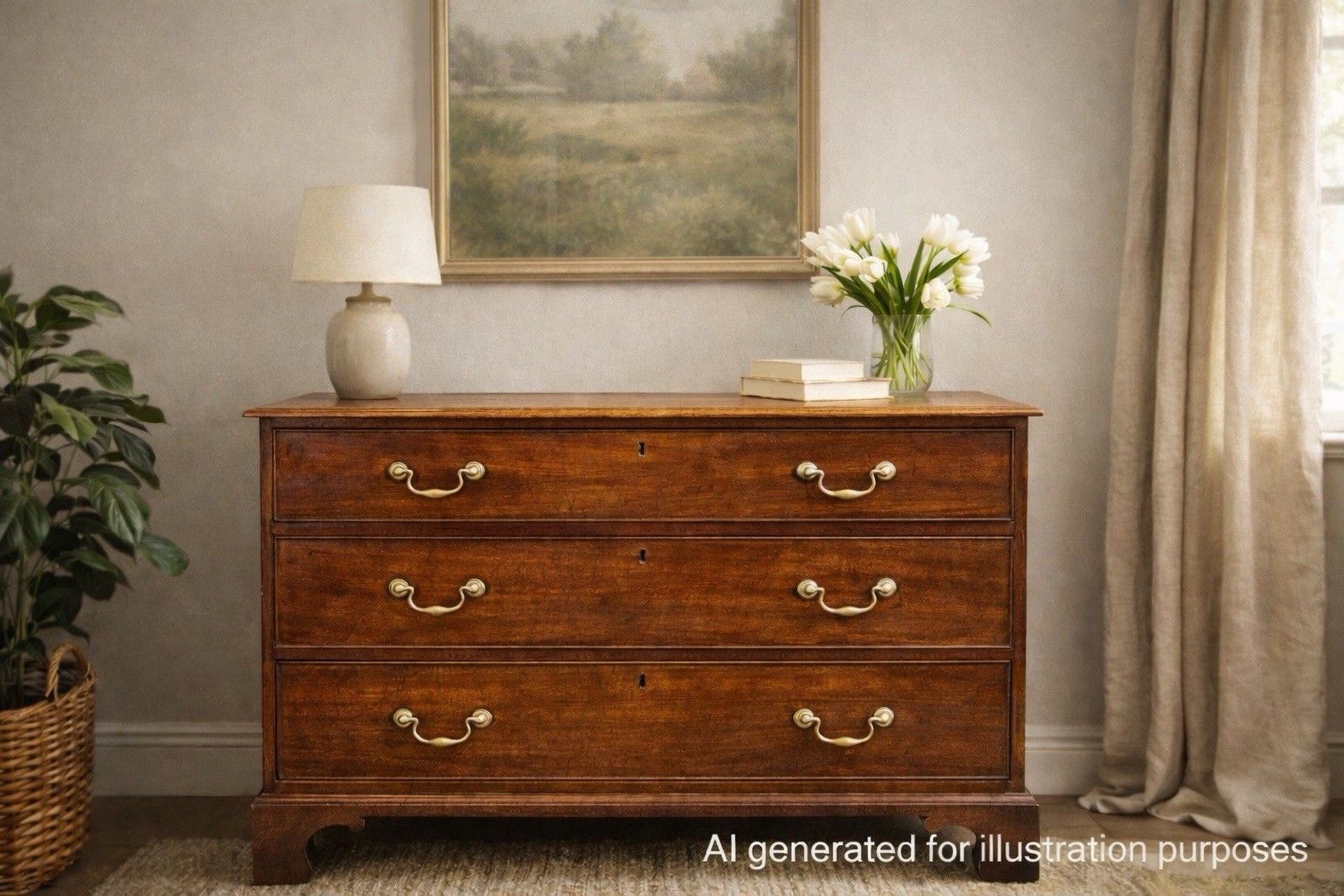 photo vintage Antique Mahogany Chest Of Drawers / Bedroom Storage / Victorian Georgian
