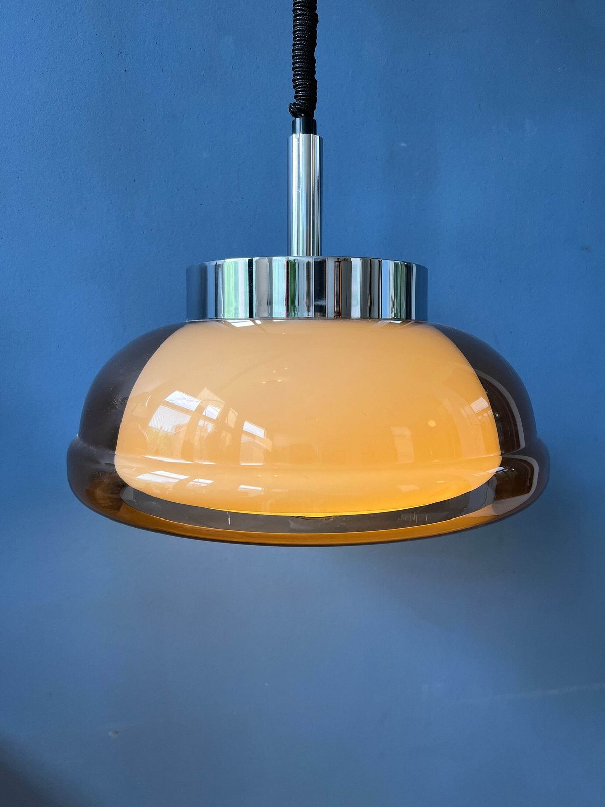 Vintage Herda Space Age Hanglamp / Mid Century Plafondlamp Jaren '70 photo Verlichting