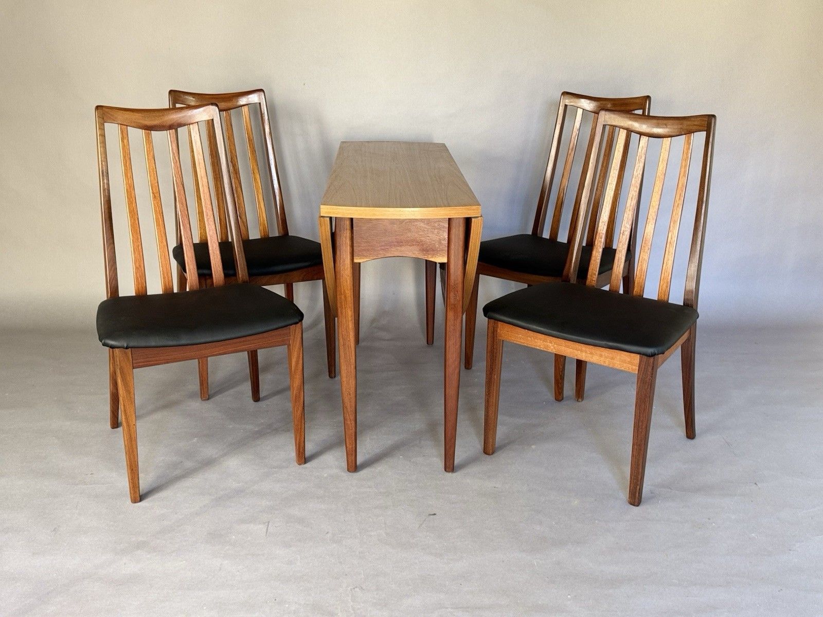 Mid Century Extending Drop Leaf Round Dining Table & Four Chairs photo buy