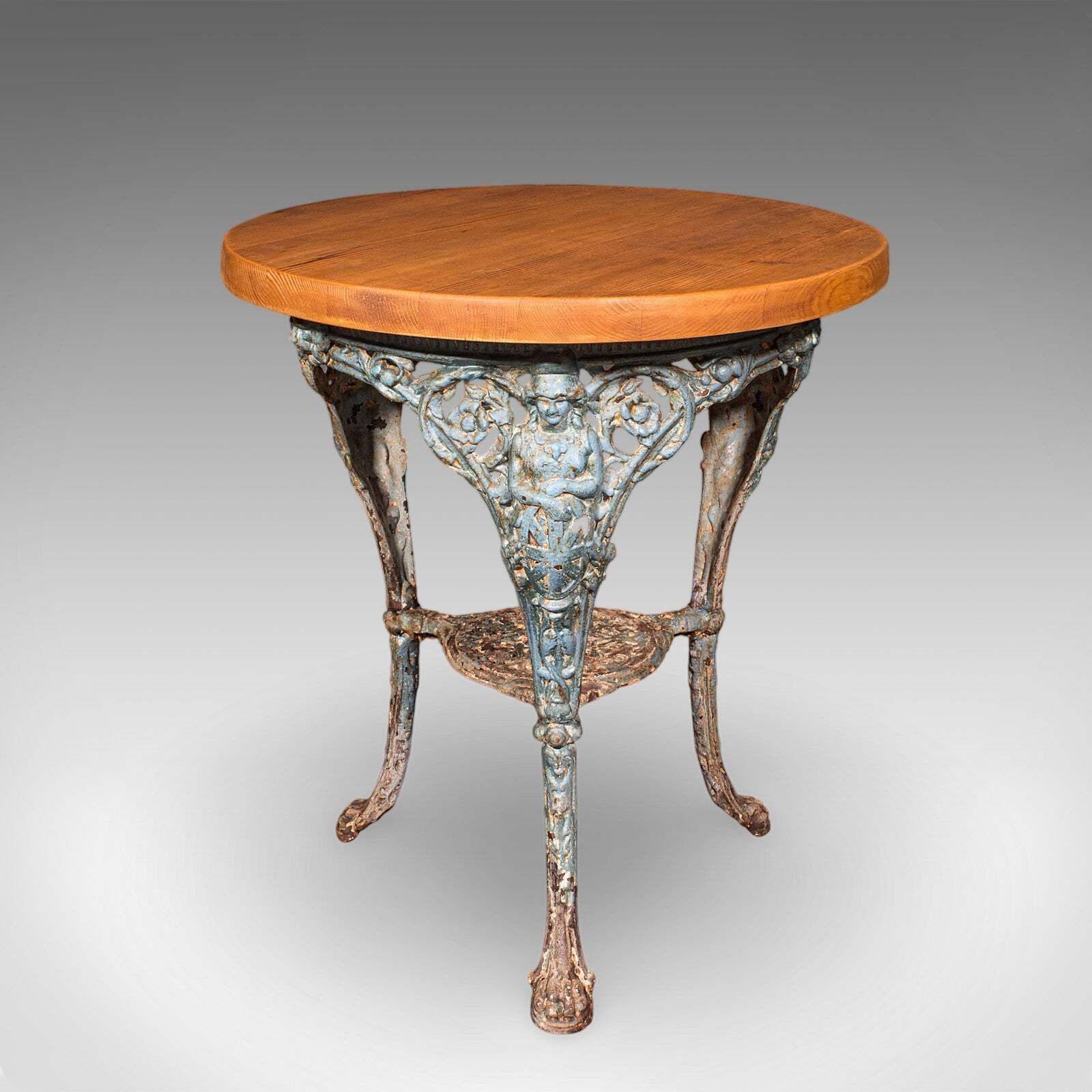 Antique Tavern Table, English, Pine, Cast Iron, Britannia, Pub, Victorian, 1880 photo Furniture