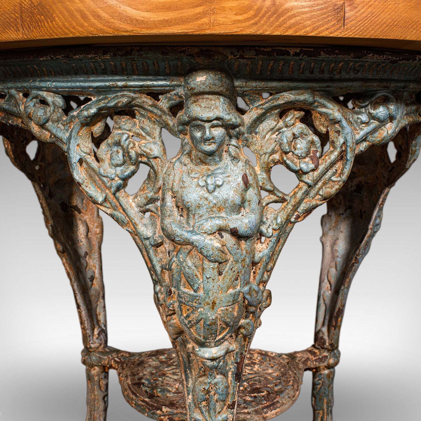 photo for sale Antique Tavern Table, English, Pine, Cast Iron, Britannia, Pub, Victorian, 1880