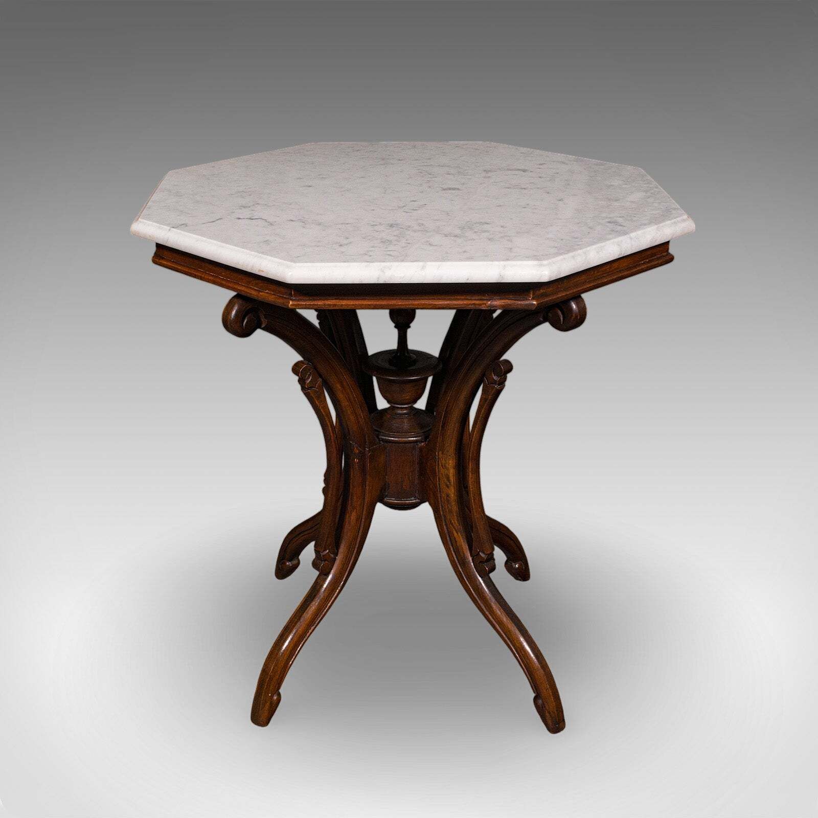 Vintage Octagonal Tea Table, English, Marble Top, Occasional, Regency Revival photo for sale