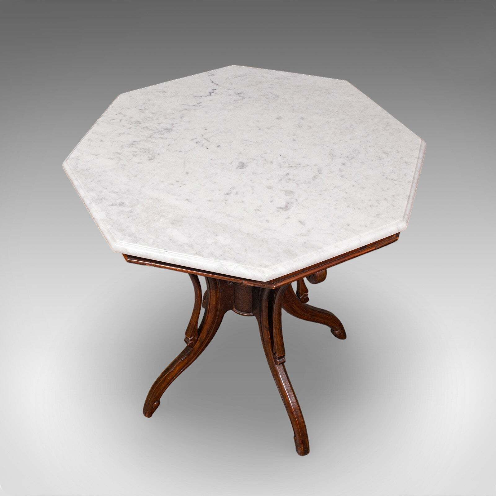 Vintage Octagonal Tea Table, English, Marble Top, Occasional, Regency Revival photo vinterior
