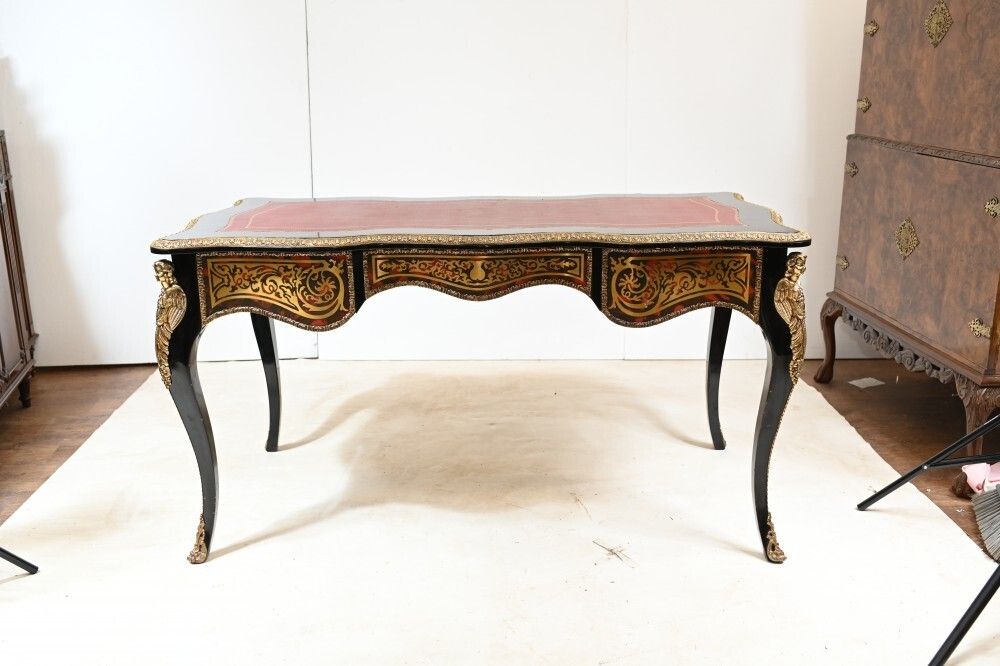 Furniture Shaped Boulle Bureau Plat Desk French Interiors photo