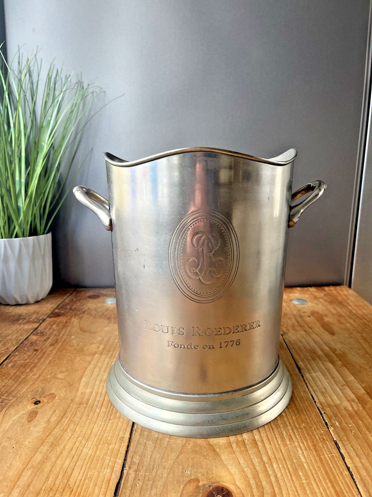 Antique Art Deco Silver Plated Louis Roederer Champagne Bottle Ice Bucket Cooler photo vinterior