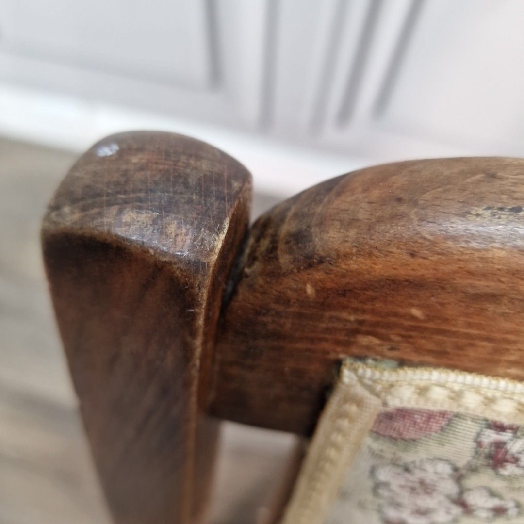 Antique Wooden Child's Chair Upholstered Seat Arts And Crafts Oak Vintage photo buy