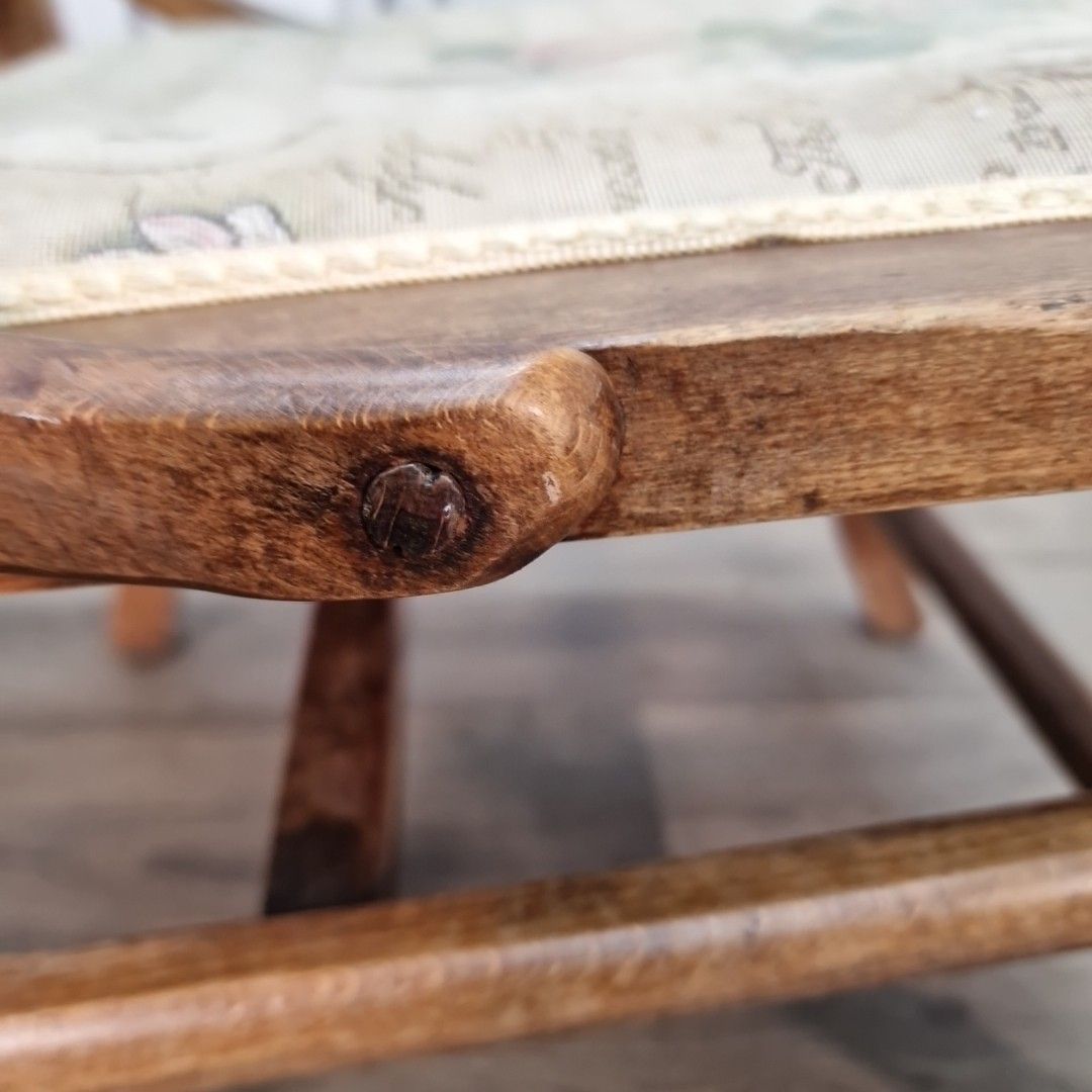 photo buy Antique Wooden Child's Chair Upholstered Seat Arts And Crafts Oak Vintage