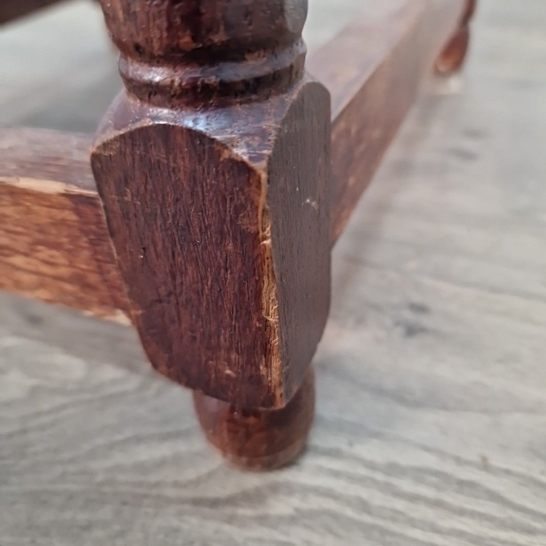 photo vinterior Antique Rush Foot Stool Oak Farmhouse Country Style Rope Footstool Rest