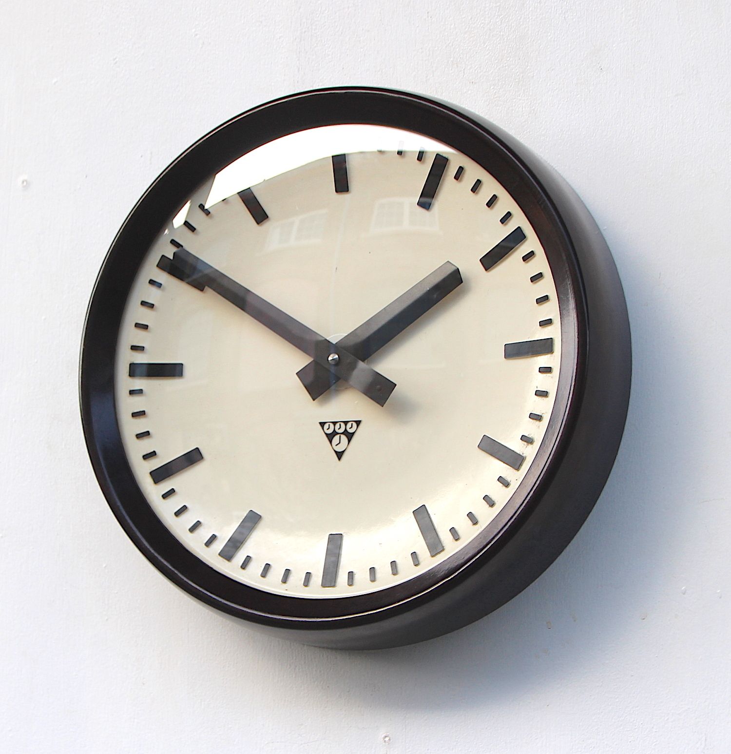 1970s Czech Bakelite Office/Commercial Industrial Wall Clock. Fully Guaranteed. London Timepiece. photo furniture