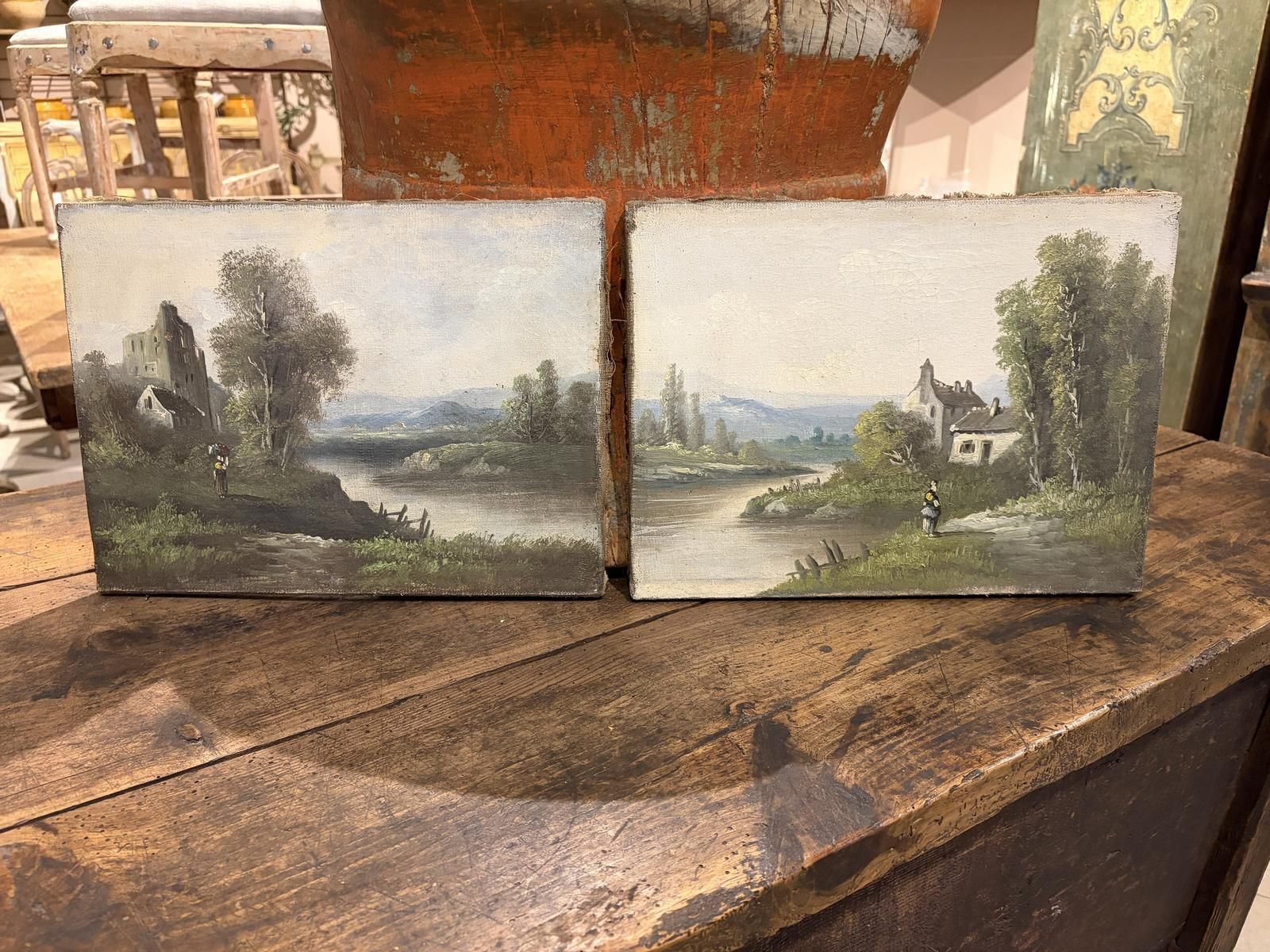 Pair Of 18th Century Continental Landscapes photo furniture