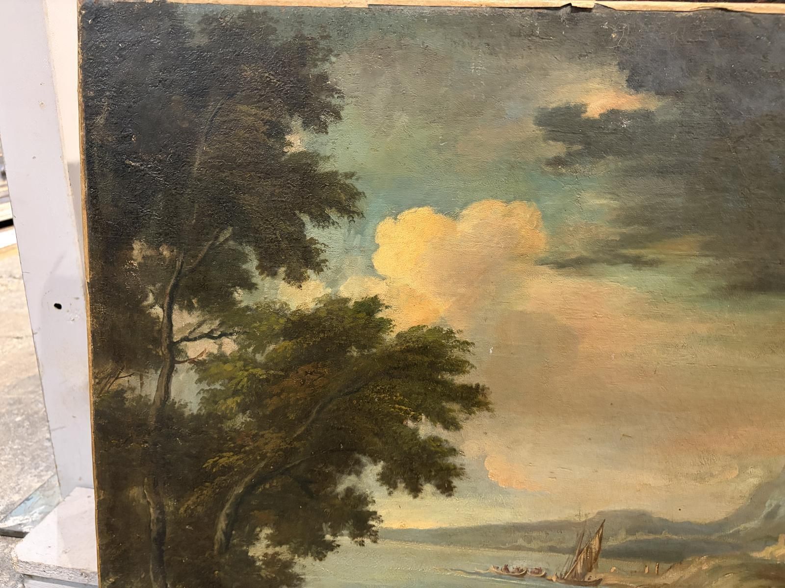 18th Century Italian Oil On Canvas Of A Coastal Scene photo vinterior