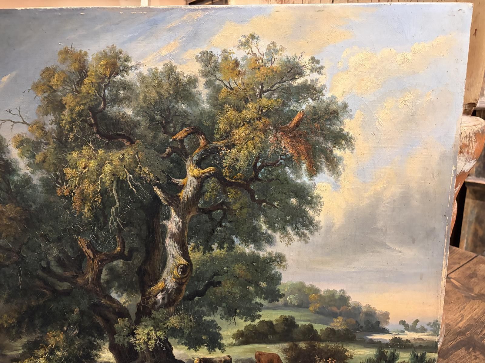 Continental Oil On Canvas Of A Rural Scene photo vinterior