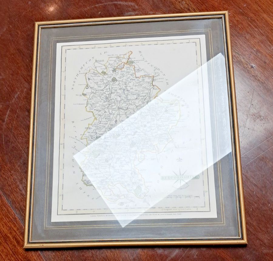 Antique Copper Engraved Map Of Bedfordshire, England Cartographer John Cary photo furniture