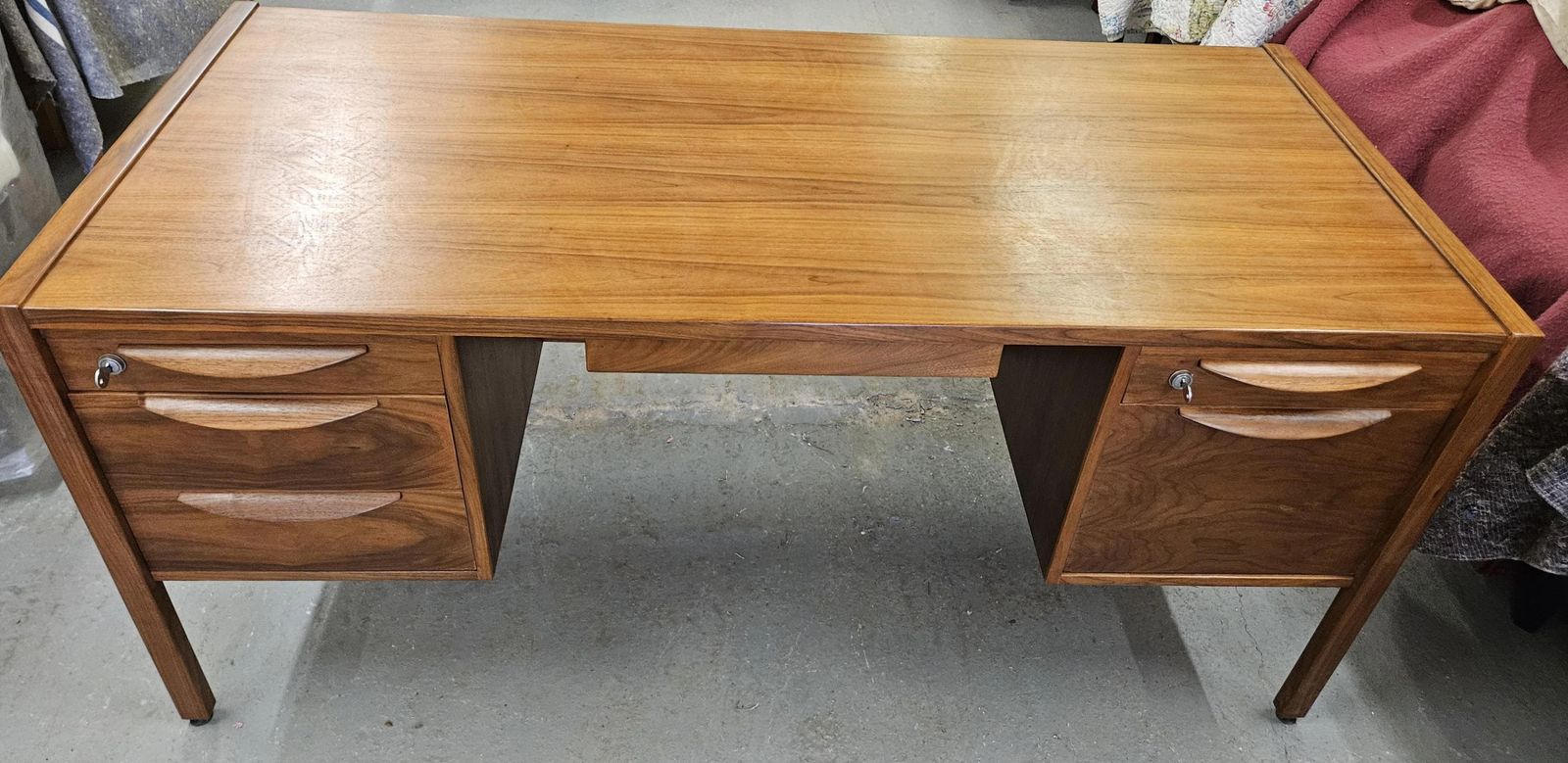 Jens Risom Mid Century Walnut Desk USA C 1960s photo vintage