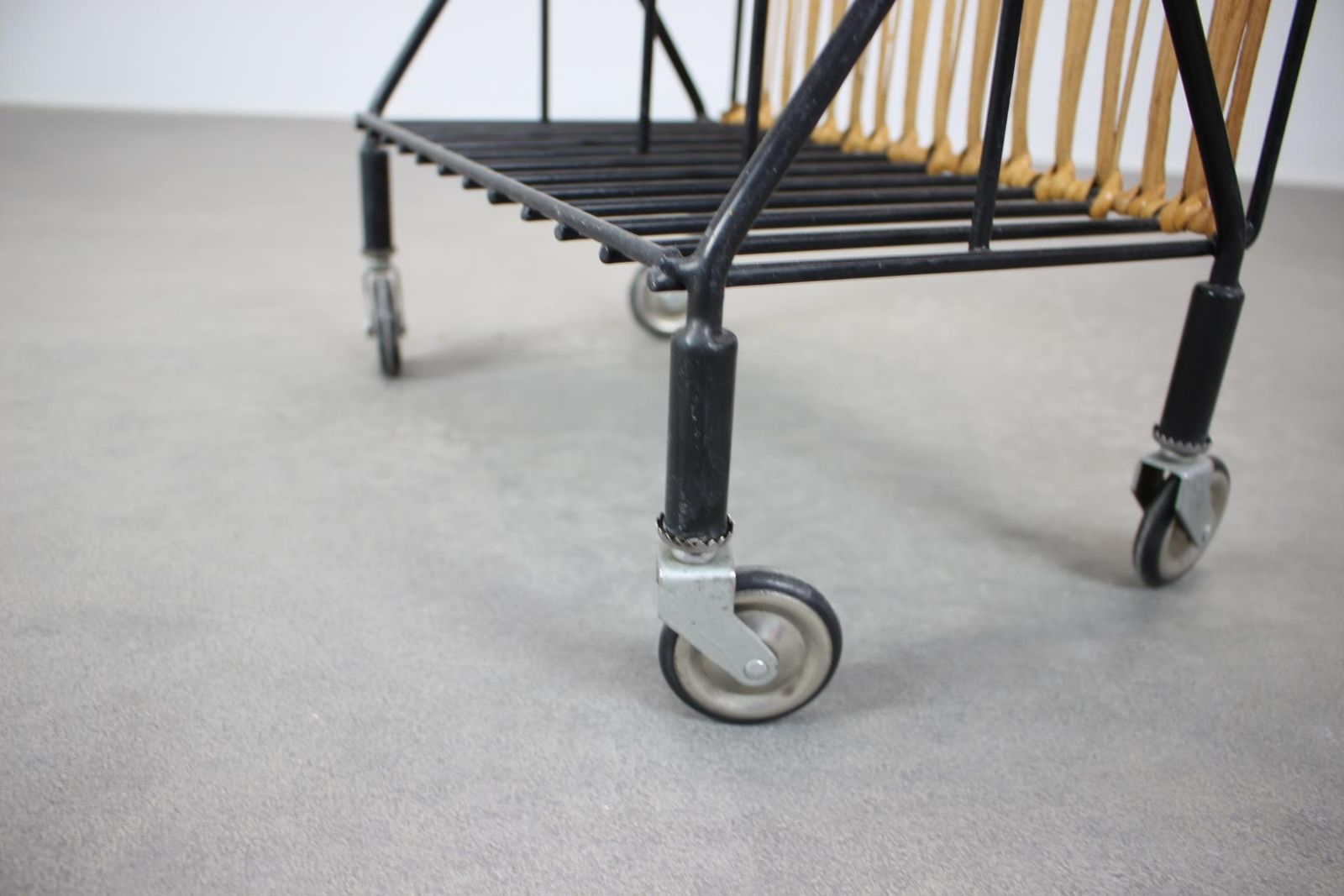 Mid Century Rolling Magazine Rack Cart, 1970s, Czechoslovakia photo buy