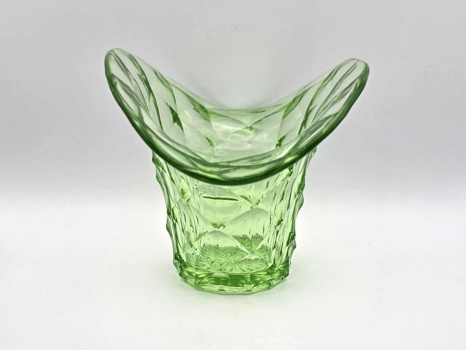 Antique Uranium Glass Vase   "Top Hat" Flower Vase   Uv Active   1920s Czech photo vintage