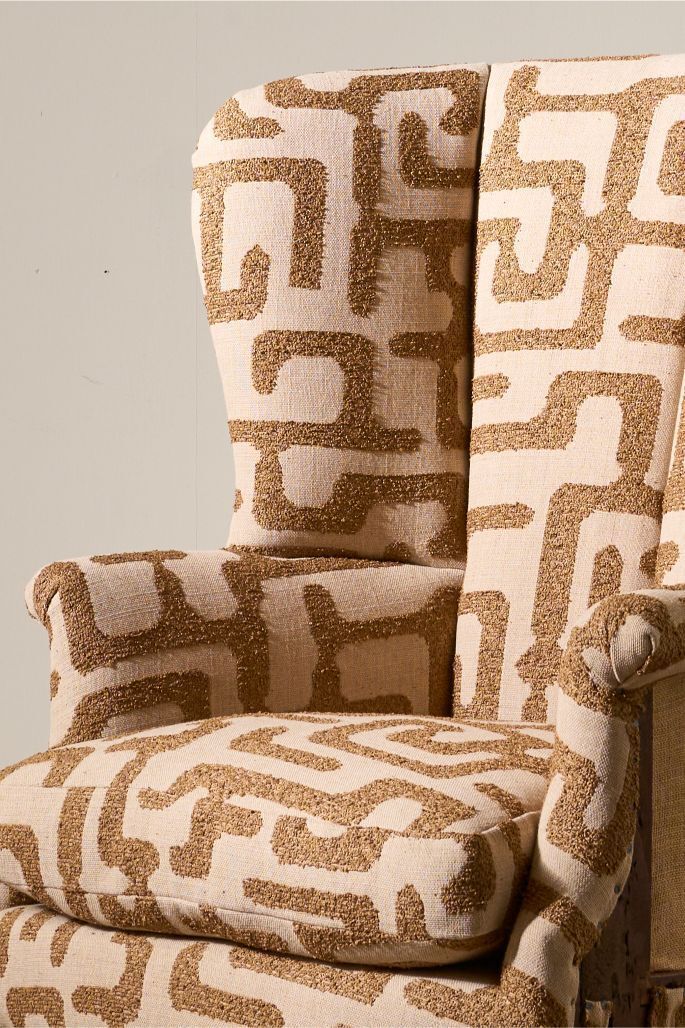 Georgian Barrel Back Armchair Upholstered In Recycled Cotton Fabric photo for sale