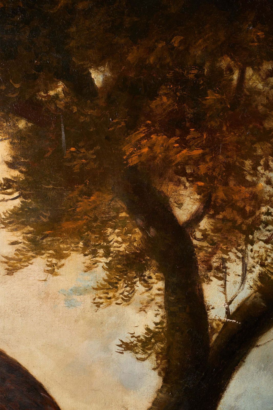 19th Century Very Large Oval Oil On Canvas Painting Of Birds photo vintage