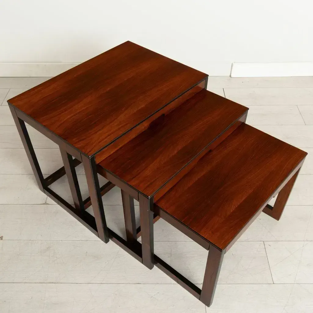 Bramin Mid Century Rosewood Nest Of Tables Danish C1960 photo vintage