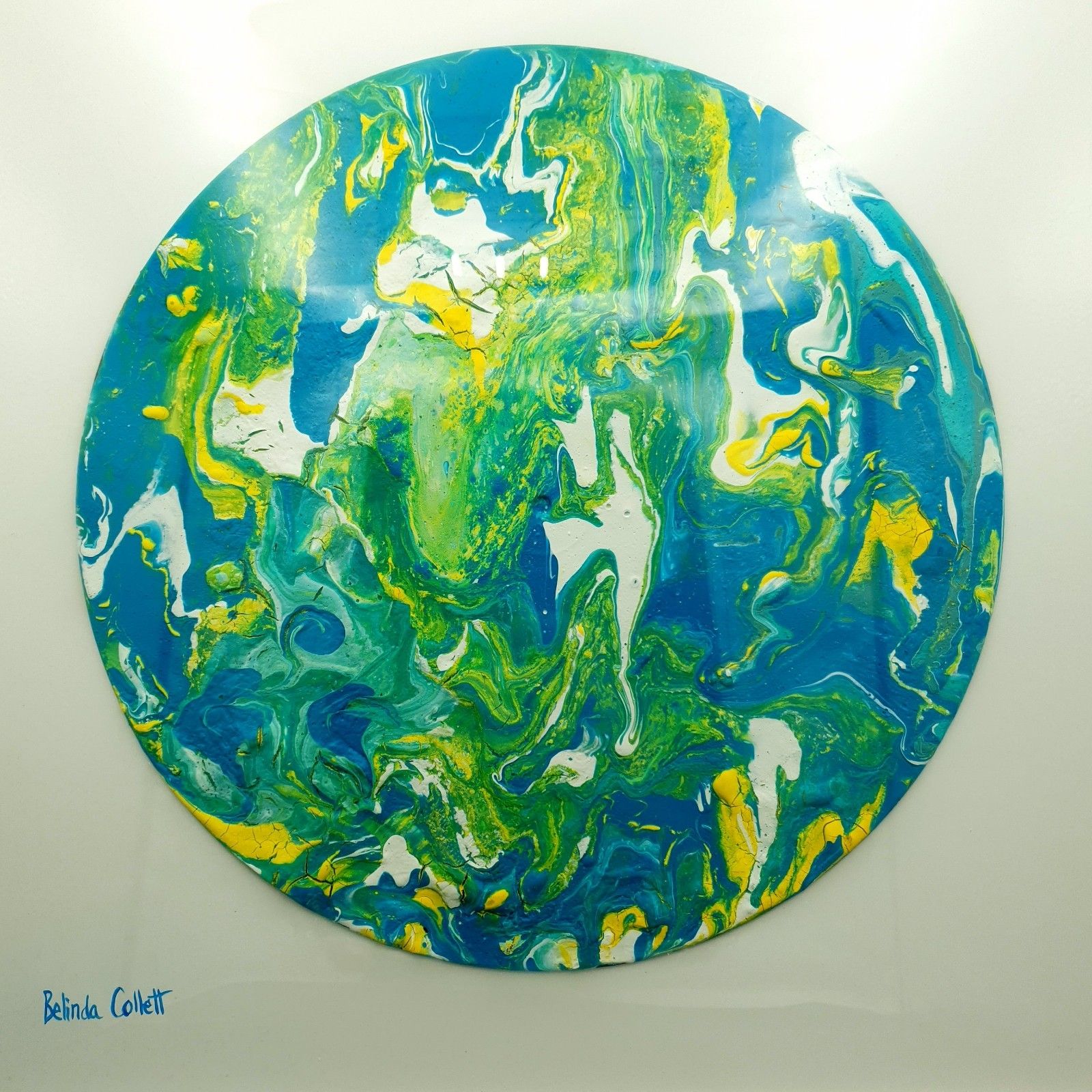 Acrylic On Vinyl Belinda Collett Weeping Willow Contemporary Abstract 44.5x44.3c photo furniture