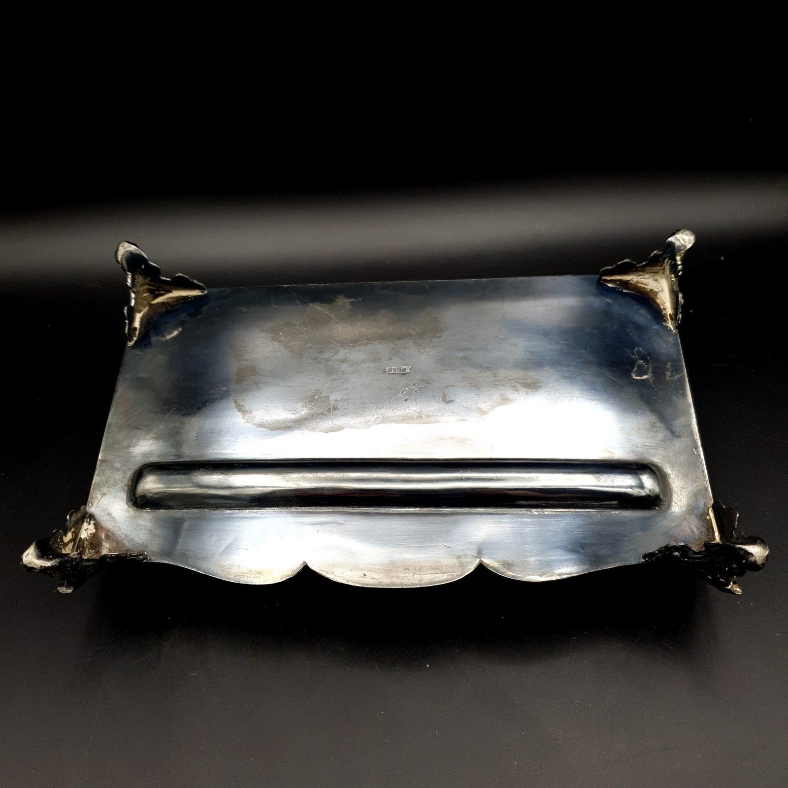 120.0 Antique B.H.A Edwardian Inkwell Silver Plate? Barnett Henry Abrahams Inkwell L23 photo