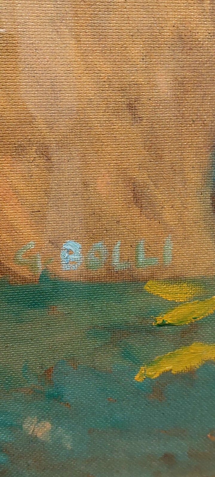 Oil On Faesite, Flower Vase Gerolamo Stamps (Pisa 1933 2009) photo vintage