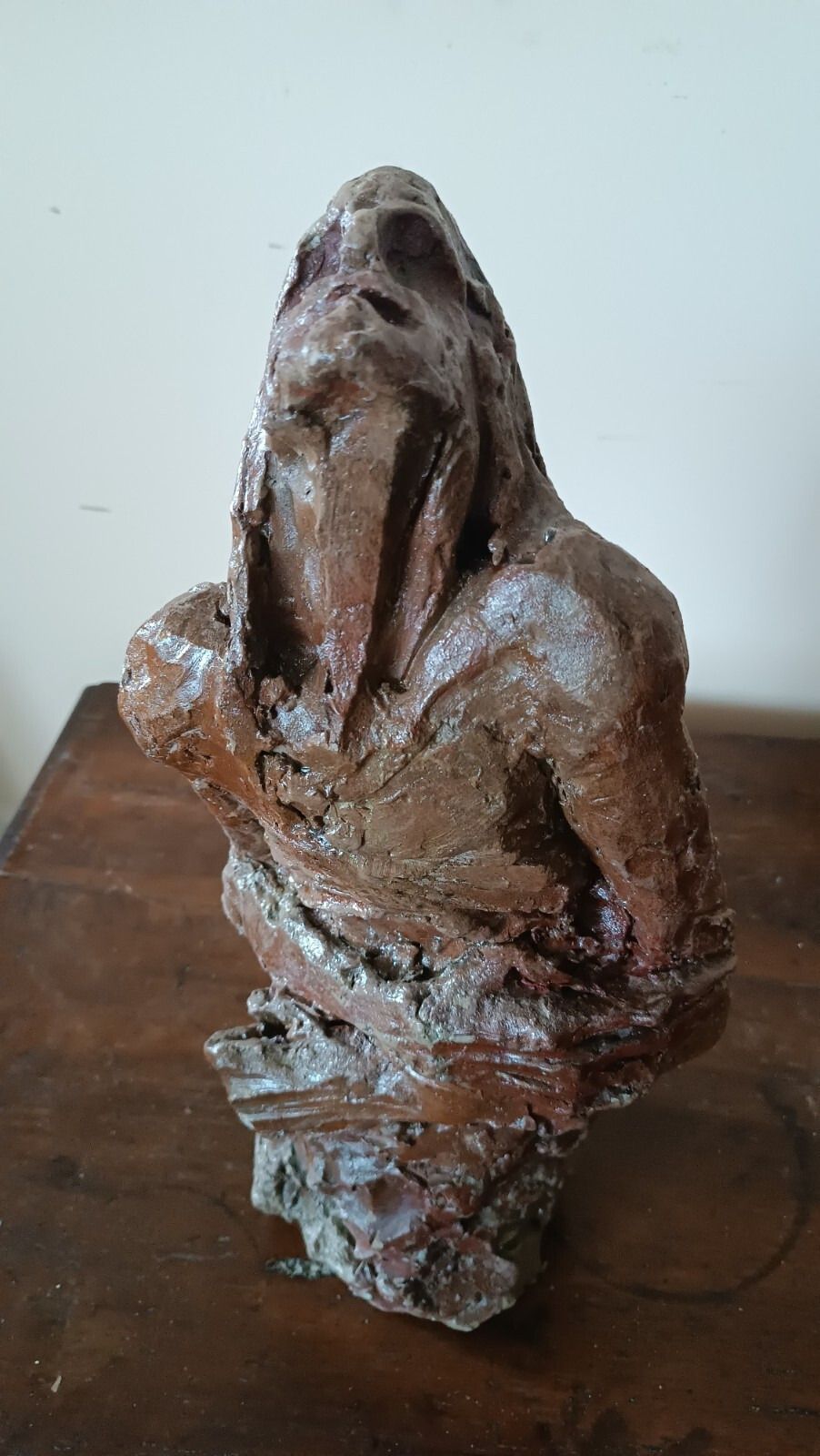 Abstract Sculpture Female Figure In Raw Painted Clay 60s/70s photo Art