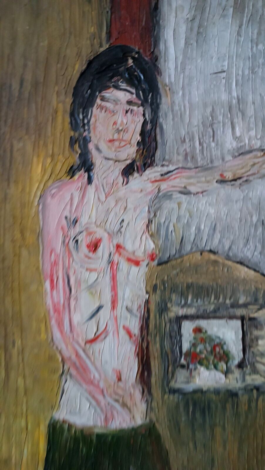 Oil Painting On Canvas Abstract 50s Female Figure Signed photo 144.0