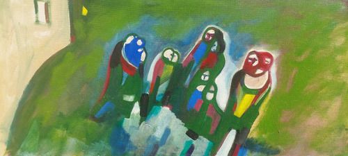 Oil On Canvas Abstract Painting Eros Bortolotti 'The Country Dance' 1994 photo furniture