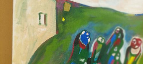 photo furniture Oil On Canvas Abstract Painting Eros Bortolotti 'The Country Dance' 1994