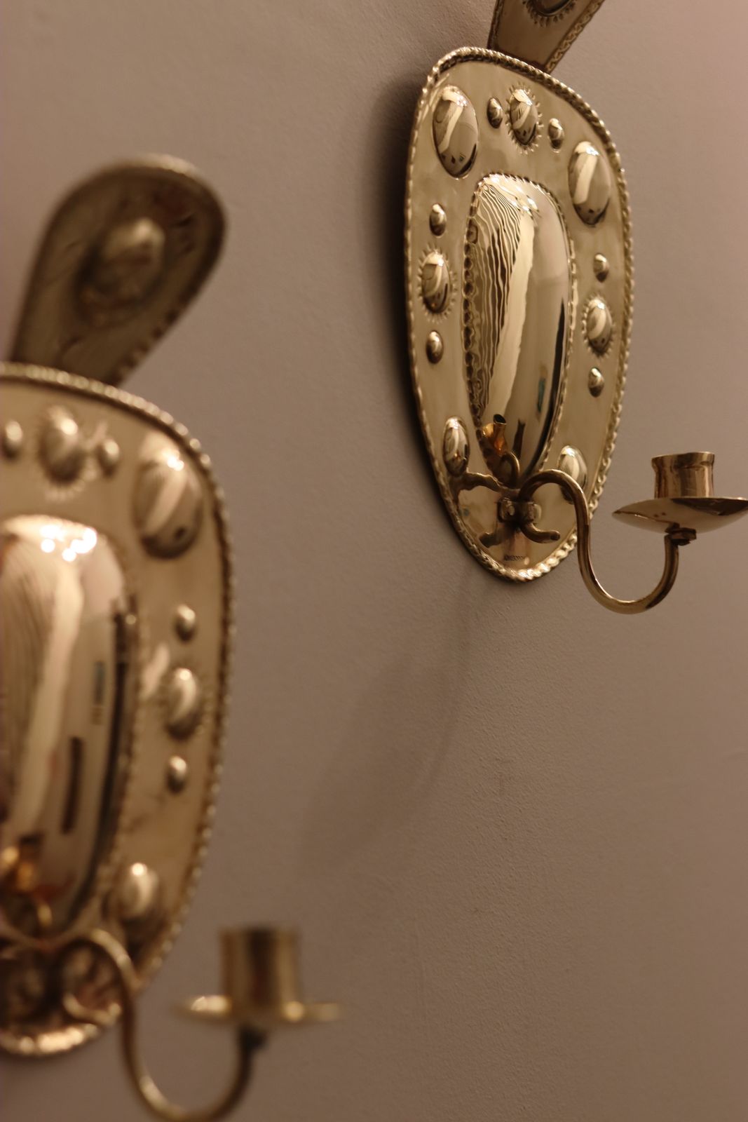 Pair Of Mid Century Swedish Brass Sconces By A W Borgh, 1950s. photo 265.0