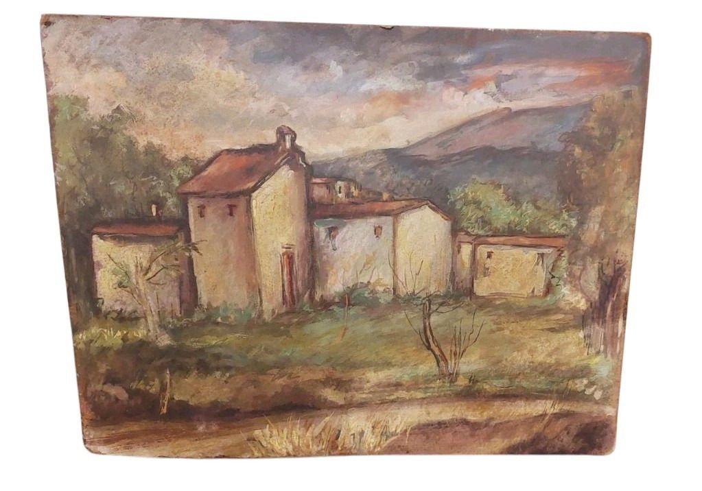 Painting Oil Roberto Pucci Years 50 Painting On 2 Sided Paesaggio Nature Still photo furniture