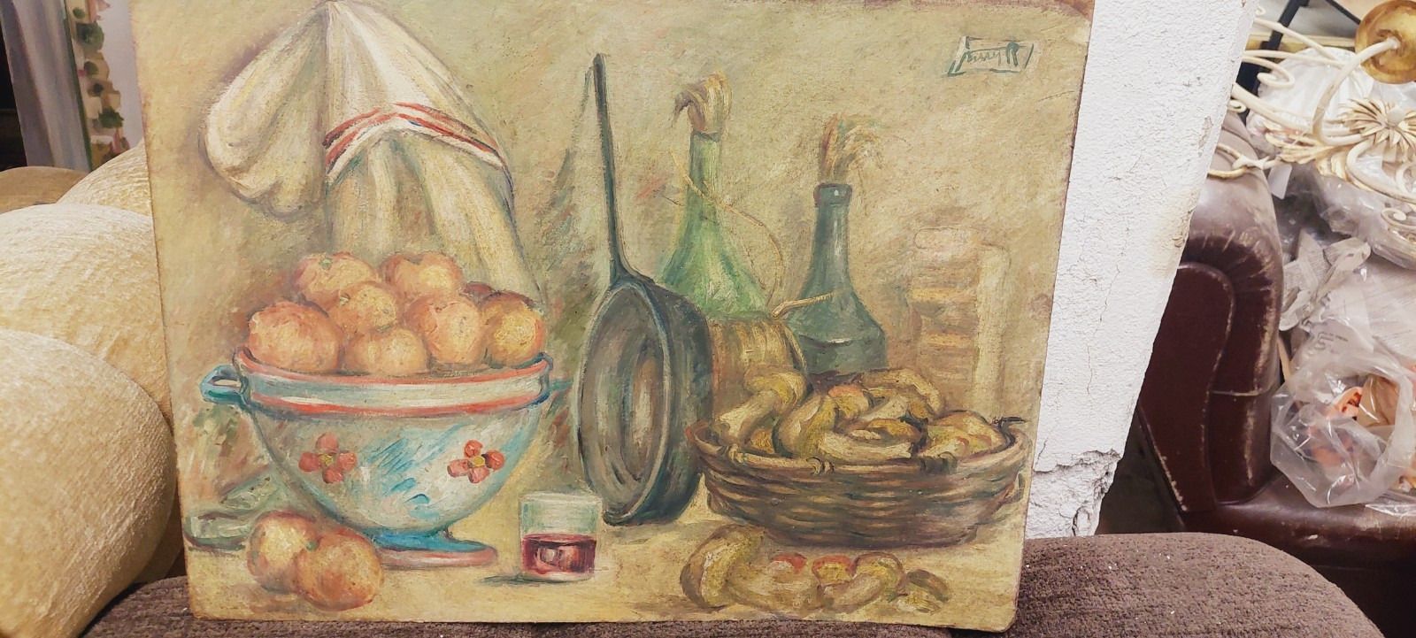 Art Painting Oil Roberto Pucci Years 50 Painting On 2 Sided Paesaggio Nature Still photo