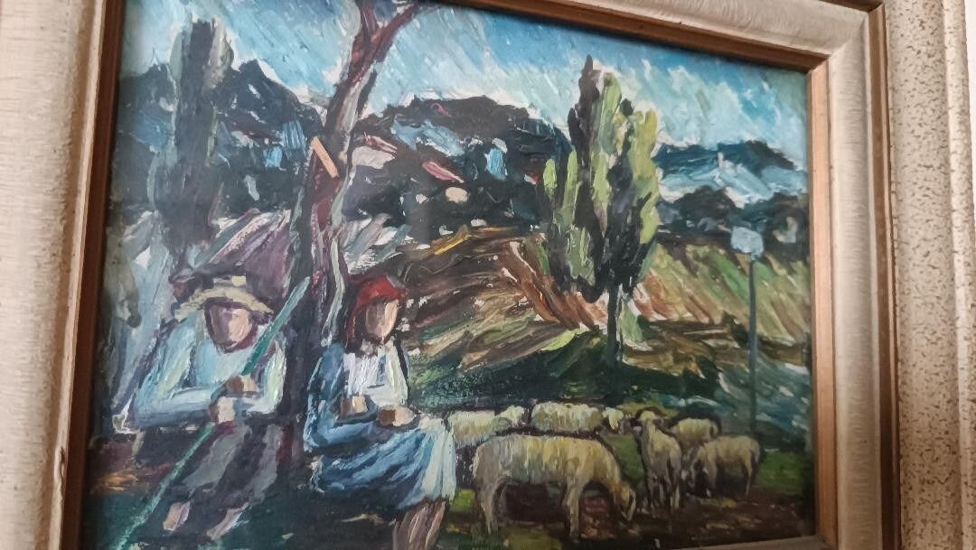 Antique Painting First Half 20th Century Oil On Paper photo vinterior
