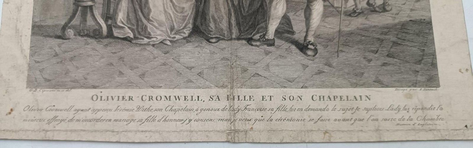 Antique Etching Engraver G.B. Cipriani "Oliver Cronwell) 1790 photo for sale