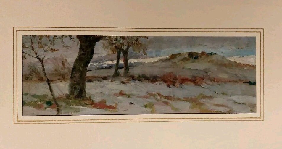 Landscape Painting Oil On Panel Early 900 Italy Antique Painting photo Art