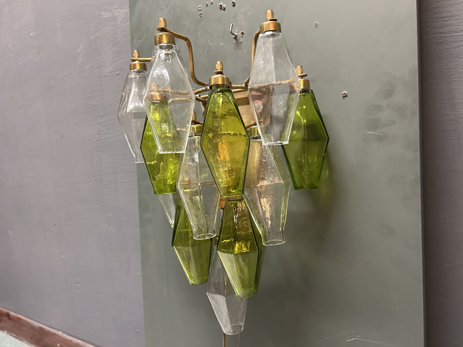Murano Glass Poliedri Sconces, Italy, 1980s   Set Of 2 photo vintage