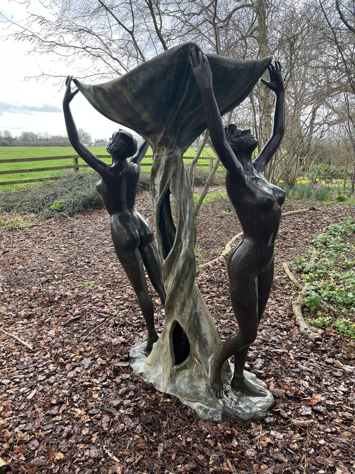 Art Deco Cast Bronze Ladies Garden Fountain photo for sale