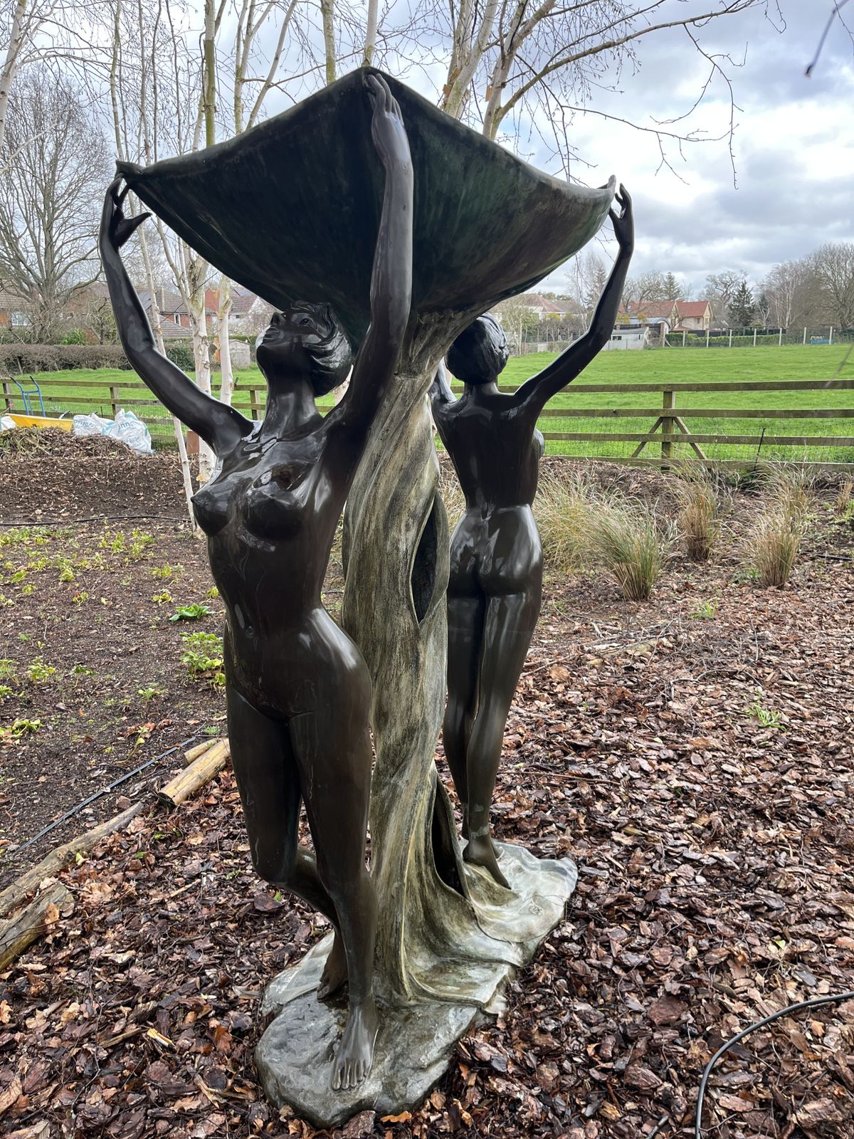 Art Deco Cast Bronze Ladies Garden Fountain photo Garden Decor