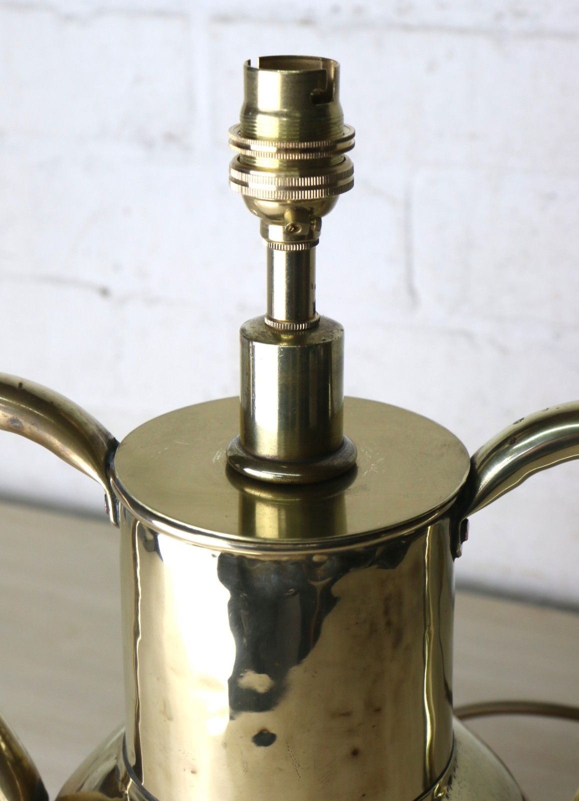 Table Lamp Antique Brass And Copper  Twin Handled Urn Converted & Working photo vinterior