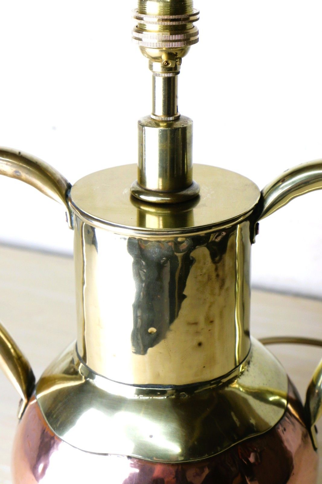 Table Lamp Antique Brass And Copper  Twin Handled Urn Converted & Working photo buy