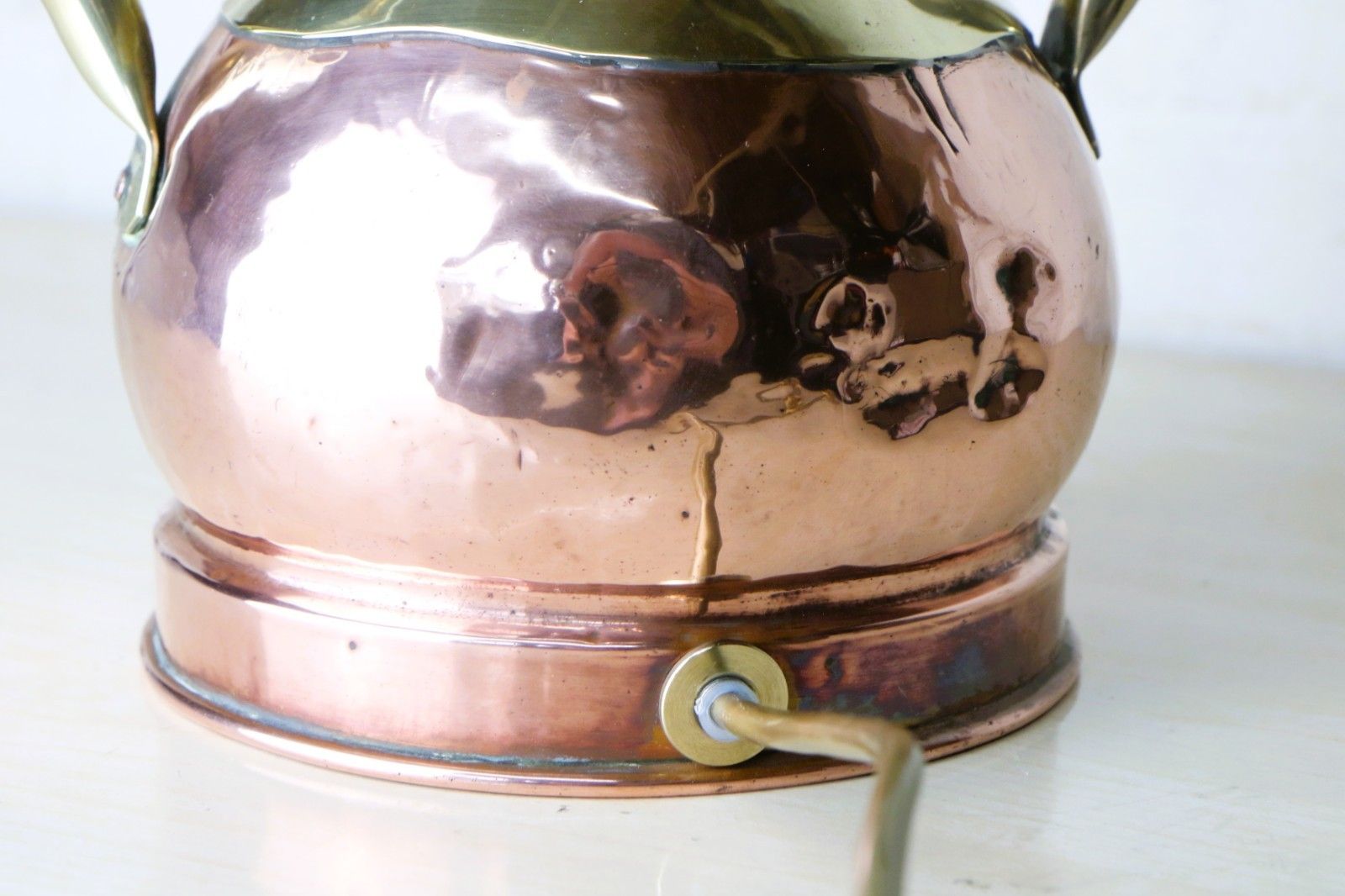 photo buy Table Lamp Antique Brass And Copper  Twin Handled Urn Converted & Working