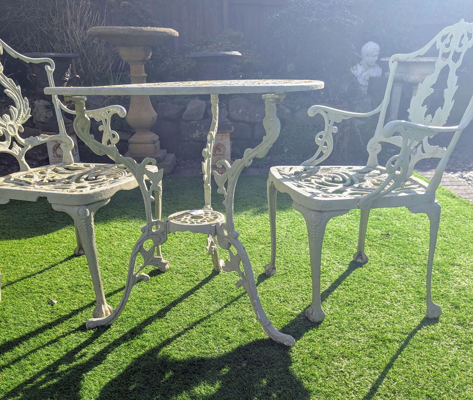 photo for sale Regency Style Metal Terrace Set With Scrolling Pierced Detail Delivery In Uk 0089.