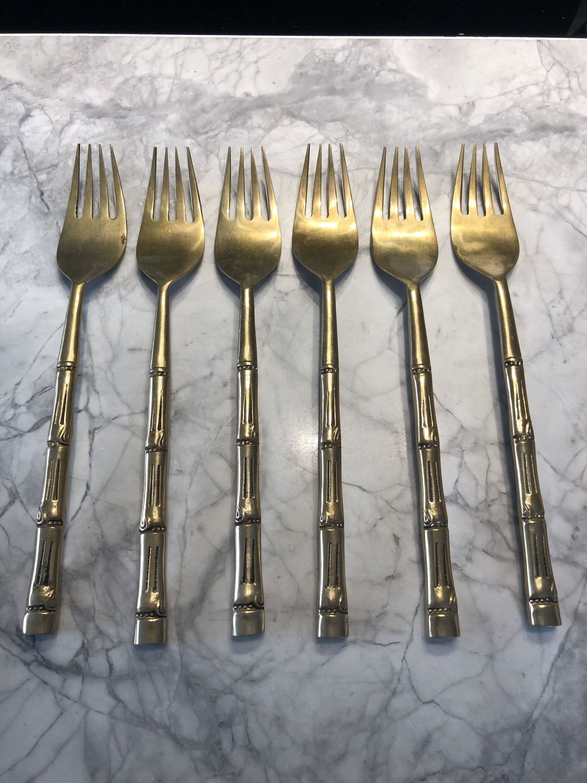 Brass Bamboo Style Cutlery photo vintage