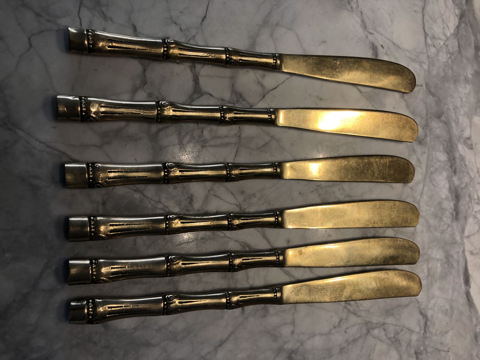 photo for sale Brass Bamboo Style Cutlery