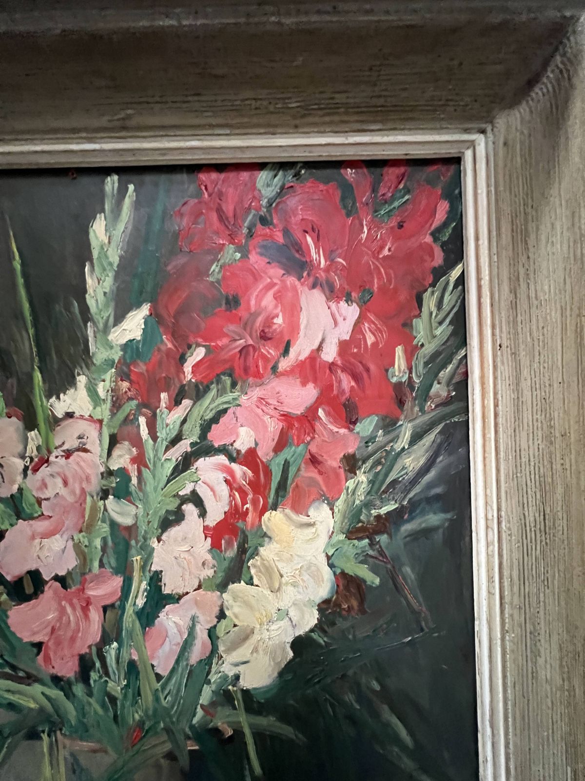 615.0 Oil On Isorel "The Bouquet Of Gladioli" Signed P. Arata 20th Century photo
