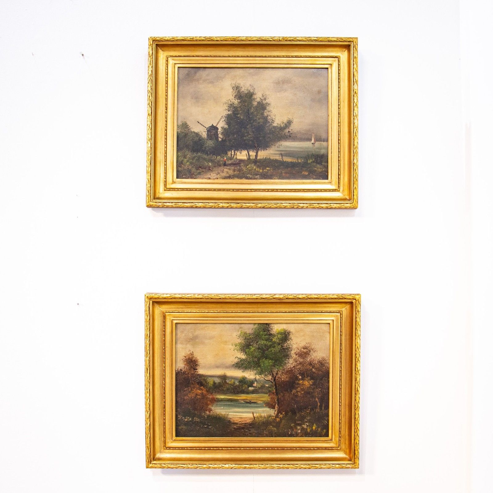 Pair Of Oil On Canvas Landscapes By L. Henry Circa 1900